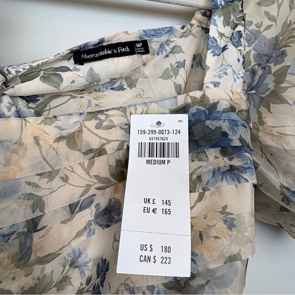 New Abercrombie & Fitch Emerson Drama Bow Back Gown Floral Maxi Dress Sz MP - Picture 5 of 10